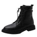 Trendy Martin für Damen Herbst Winter Neue dicke Ferse flache schwarze atmungsaktive Schnürstiefeletten Damen Einzelschuhe_voghion.com