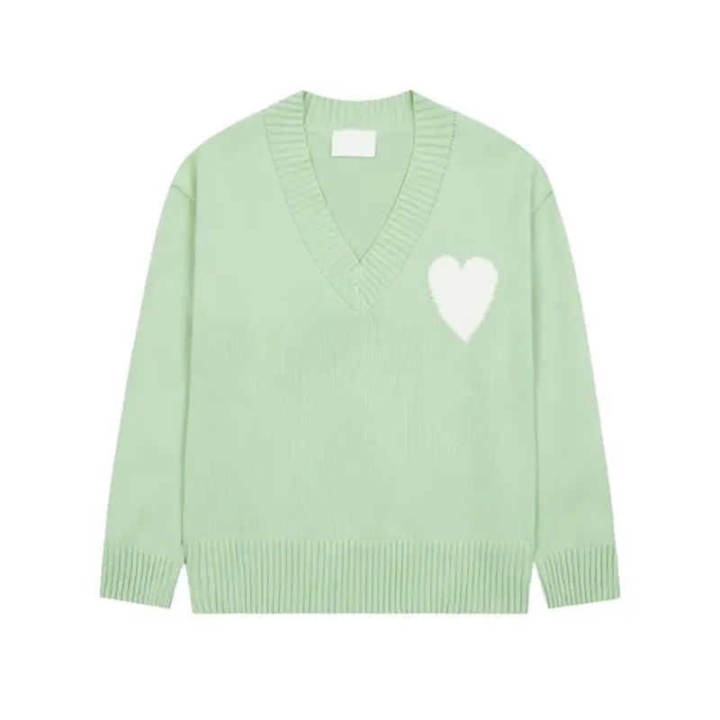 Nouvelle marque de mode parisienne 23ss pour hommes, créateur Amis tricoté brodé cœur rouge couleur unie grand amour col rond court hommes_voghion.com