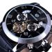 Orologio meccanico automatico da uomo alla moda con tourbillon, quadrante grande, cinturino in vera pelle, fibbia in acciaio inossidabile, vetro in cristallo minerale._voghion.com