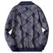 Loom Foreign Trade Men's Clothing European And American Autumn Winter Fine Needle Jacquard Knitwear Turn-down Collar Long_voghion.com