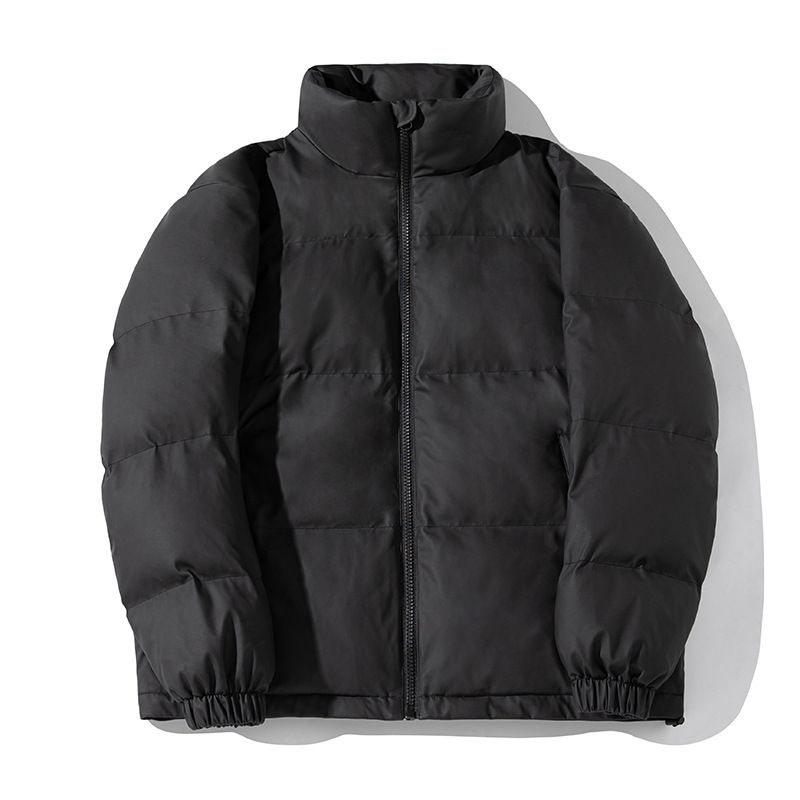 Men's Short PU Puffer Jacket, Winter Stand Collar Quilted Coat, Streetwear Oversized Bomber With Side Pockets, Lightweight Yet Warm, Unisex Outerwear_voghion.com