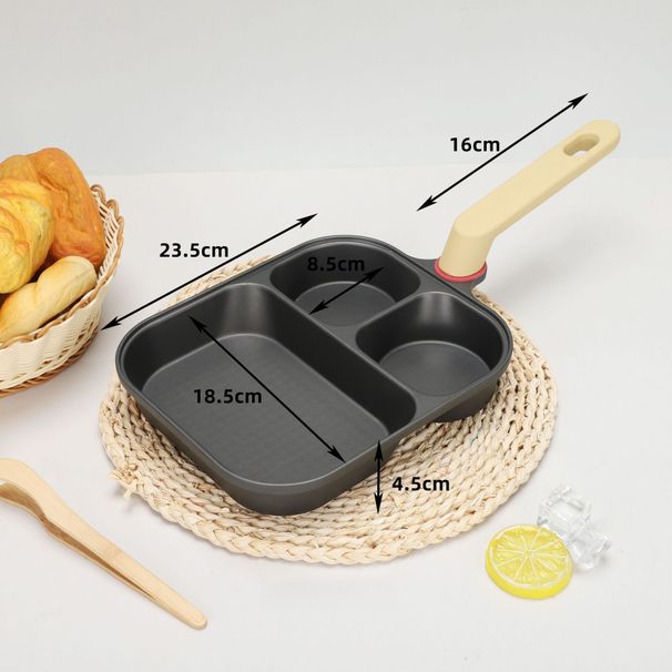 Aluminum Three-Hole Breakfast Frying 3-in-1 Non-Stick Egg Burger Magic Tool Household Flat Pan With Non-Slip Handle_voghion.com