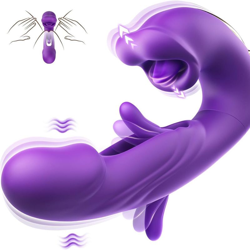 Masturbatore femminile a 7 frequenze con suzione e attivazione del punto G, vibratore 3 in 1 con schiaffi e leccate sulla lingua_voghion.com