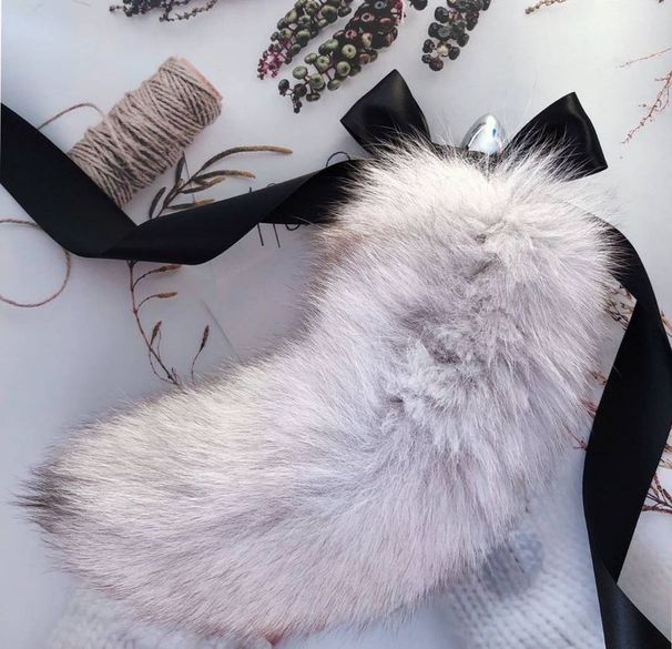 Giocattolo sessuale con coda di volpe in vera pelliccia, addestramento SM, plug anale rimovibile, piccolo, grigio, alternativa al cortile posteriore_voghion.com