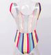 Happybuyner Costume da bagno intero da donna a righe colorate Costume da bagno bikini non imbottito con fasciatura da donna Costume da bagno bikini a V profondo_voghion.com