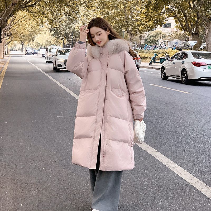 Langer Puffermantel für Damen im Winter mit abnehmbarer Kunstpelzkapuze, übergroße warme Parkajacke für kaltes Wetter, wasserabweisendes Polyester_voghion.com