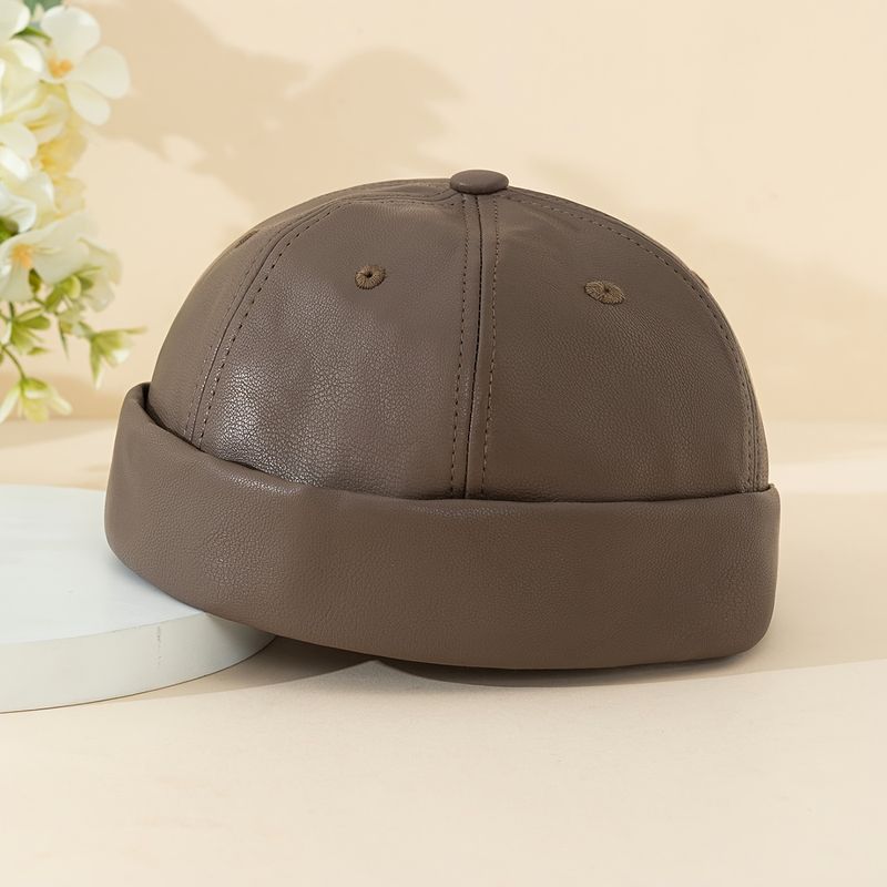 1 gorro de arrendador de cuero PU para las cuatro estaciones, para uso diario, adecuado para regalar a padres, tíos y amigos._voghion.com