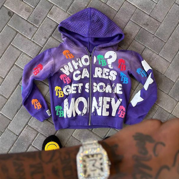 Felpa con cappuccio e zip con stampa retrò Y2K: pullover streetwear oversize con vibrazioni vintage, comodo ed elegante_voghion.com