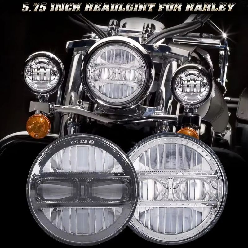 Universal 5.75Inch Round LED Headlight Motorcycle DRL 5 3/4 Headlamp For Harley Honda Shadow VT 600 700 750 1100 VTX 1300 1800_voghion.com
