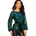 Women's velvet belt waist women's sequin fashion personality pullover top_voghion.com