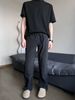 Herren Drape Straight Slim Casual Pants – Leichtes Polyester, ausgestelltes Bootcut-Design, atmungsaktiv und bügelfrei (Schwarz/Gräulich/Opaleszierend, Größen S-XL_voghion.com