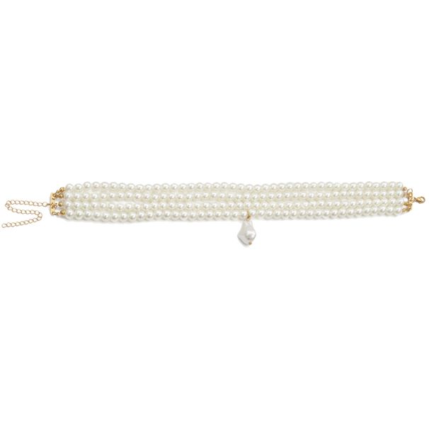 Shuosbai Elegant Women Multi-layer Pearl Beaded Choker Necklace Party Jewelry Gift_voghion.com