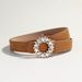 Rhinestone-Studded PU Leather Belt For Women - Fashion Decorative Waist Belt, Adjustable Strap For Jeans & Dresses (Ready To Ship)_voghion.com