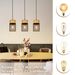 Glitzerlife Hängelampe Vintage Pendelleuchte Esstisch - 3 Flammig Hängeleuchte Schwarz Holzmaserung Pendellampe Industrial E27 Fassung MAX.25W Esstischlampe_voghion.com