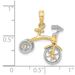 14k Two-tone 3-D Tricycle W/ Moveable Handlebars And Wheels Charm_voghion.com