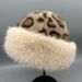 Leopard Print Warm Plush For Women 2024 Autumn Winter Vintage Thickened Cold-Proof Face-Slimming Ear Protection_voghion.com