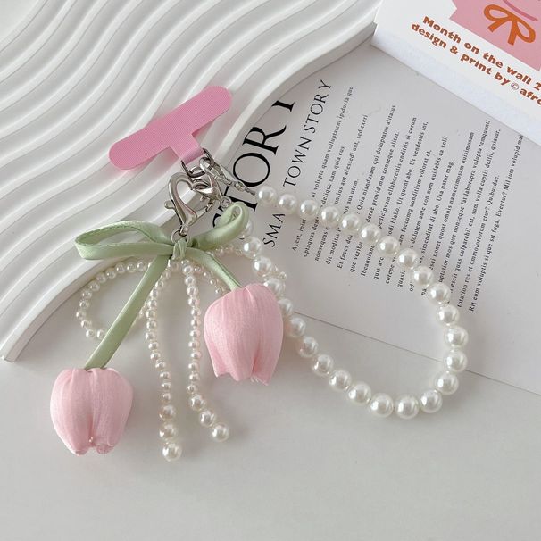 Fairy Temperament Tulip Phone High-end Pearl Wrist Gentle Hanging Chain Pendant Bag Phone Chain Accessory_voghion.com