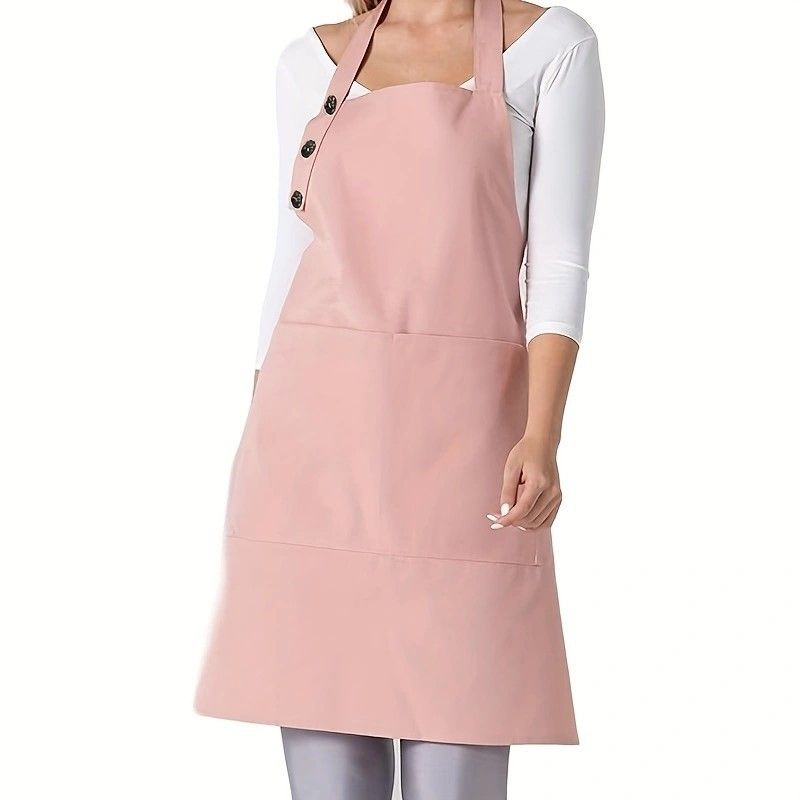 TOSHE Waterproof Cotton Kitchen Apron For Women - 10 Colors With Pockets_voghion.com