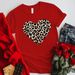 Valentine's Day short-sleeved large size couple T-shirts women's tops leopard print love print tops t-shirts for women_voghion.com