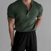 Old Money Aesthetic Men's Short Sleeve T-Shirt Summer Luxury Textured Knit Tee, Breathable & Loose Fit, V-Neck Casual Top (White/Black/Green/Brown)_voghion.com