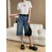casual Street Style American Ripped Hole High Waist Slimming Straight Leg Five Part Denim Shorts_voghion.com