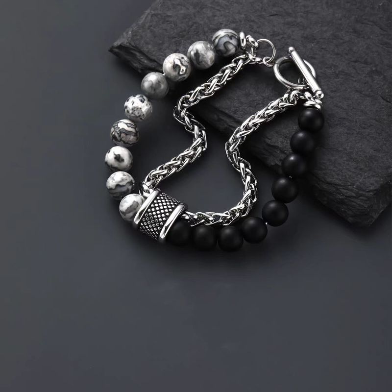 Tigerauge-Stein-Glücksperlen-Armband aus Titanstahl, lichtecht, Persönlichkeit, vielseitiges Damen-Armband, hochwertige handgefertigte Accessoires_voghion.com