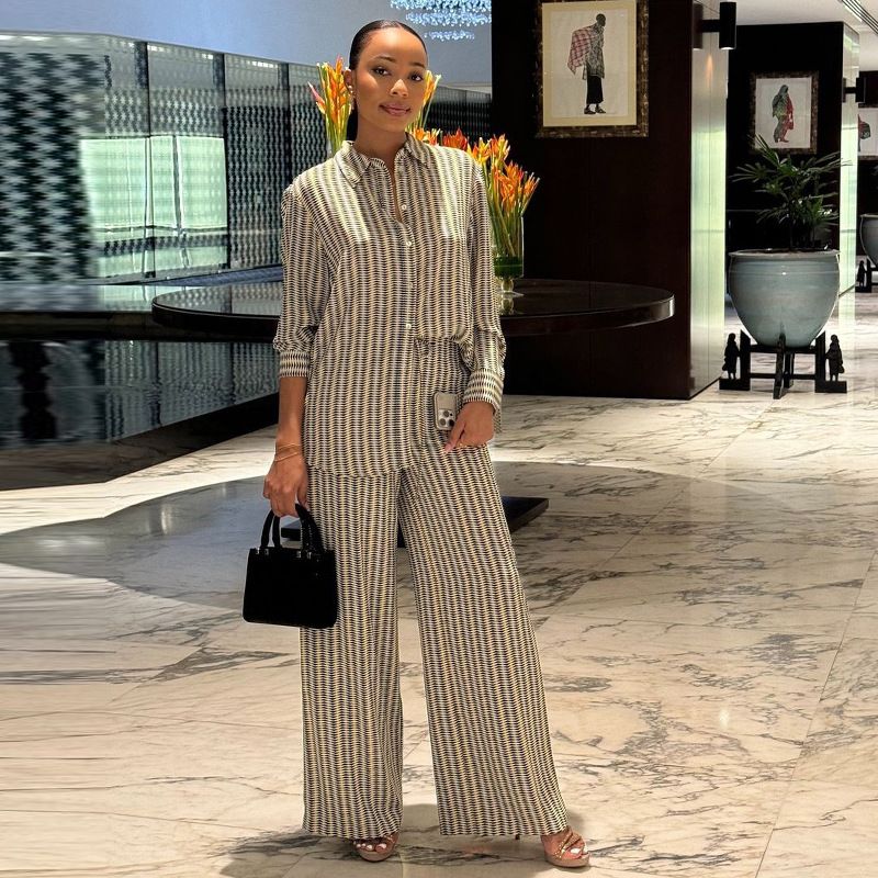 Damenbekleidung Mode Lässig Bedrucktes Langarmhemd Hose mit weitem Bein Zweiteiliger Anzug Weiblicher Herbst_voghion.com