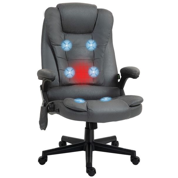 HOMCOM 6 Point Vibrating Massage Office Chair With Heat, Microfiber High Back Executive Office Chair With Reclining Backrest, Padded Armrests And Re_voghion.com
