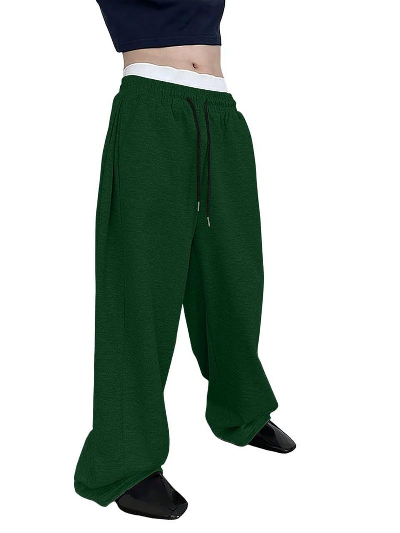 Pantalon de survêtement pour homme avec cordon de serrage à la taille, coupe droite, jambes larges, pantalon de sport ample avec poches_voghion.com