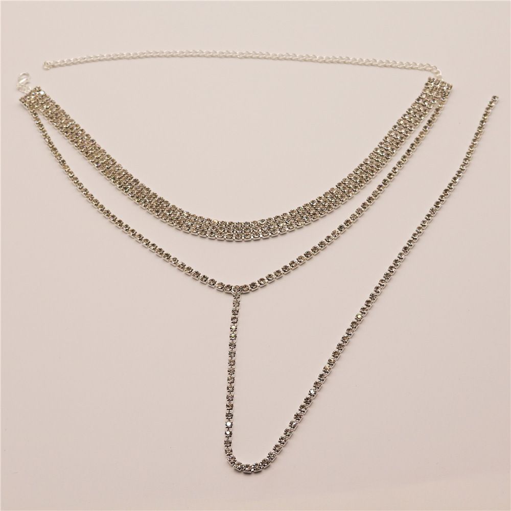 Naiste küünisketiga inkrusteeritud kaelakee mitme drenaažiga teemantkraega, suvised rannariided, pikk ripats_voghion.com