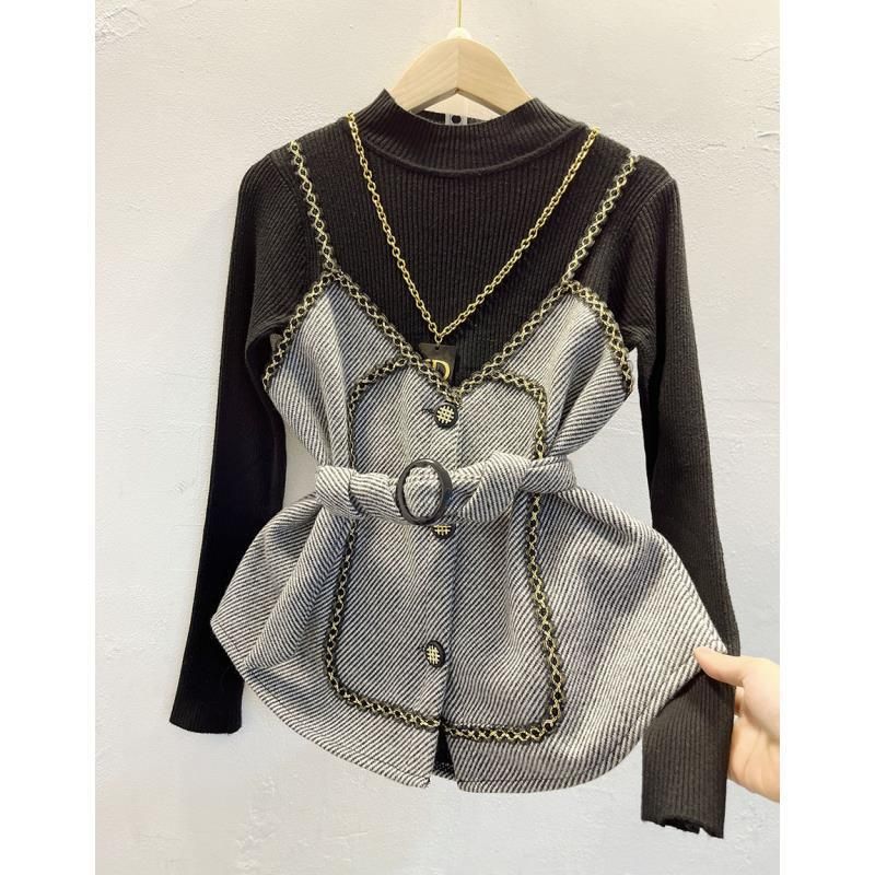 Women's Clothing Woolen Vest + Long Sleeved Knitted Bottoming Shirt + Half Length Skirt Fashionable Three Piece Suit_voghion.com