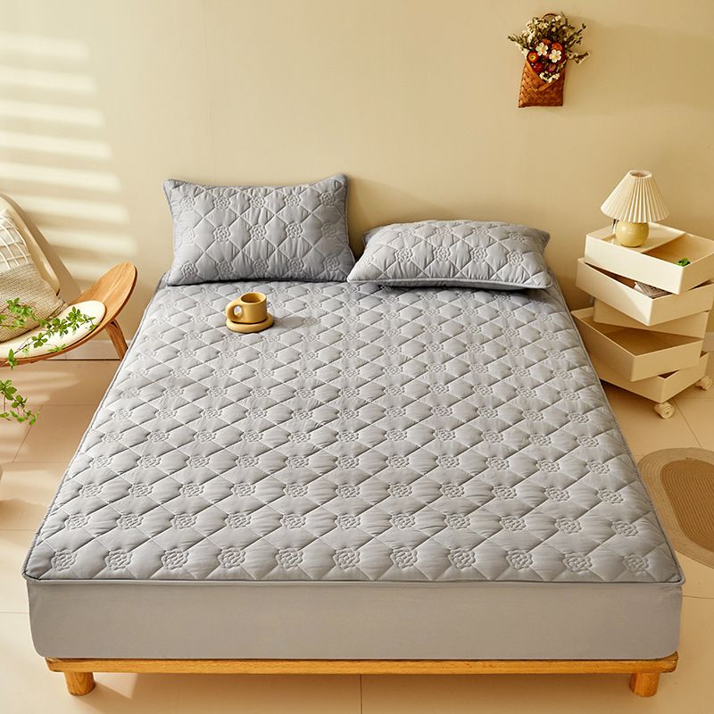 Lenzuolo con angoli in fibra di soia per l'inverno - Coprimaterasso antiscivolo con imbottitura trapuntata - Design semplice e tinta unita per materassi Simmons/Spring_voghion.com