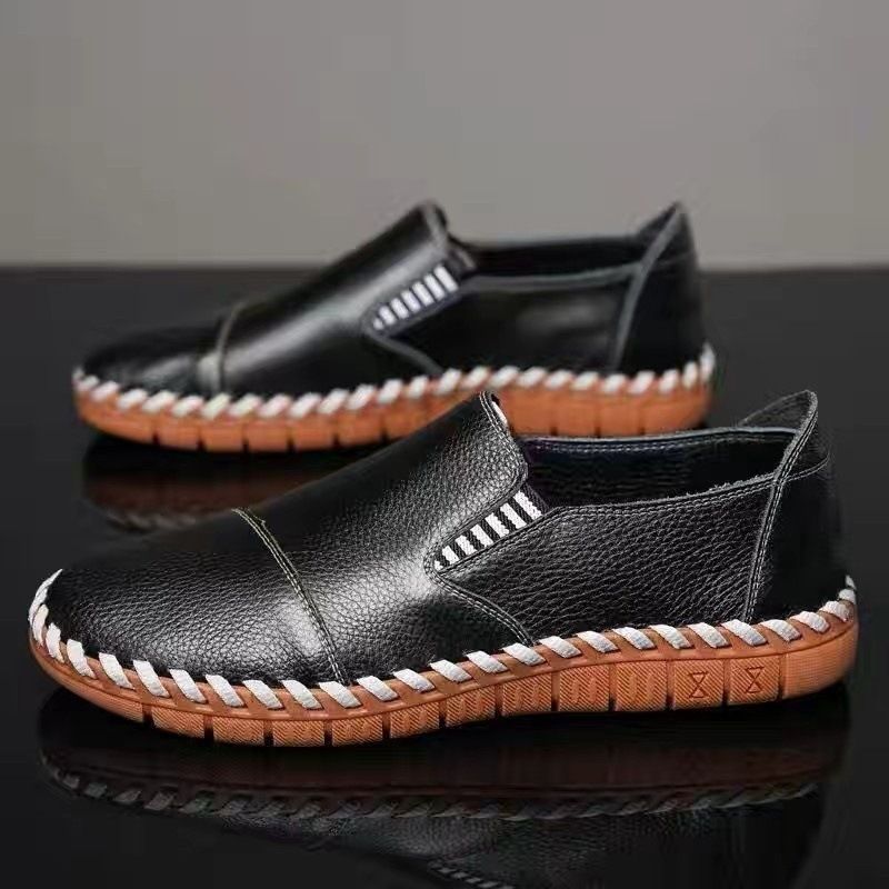 Real Fashionable And Versatile Top Layer Cowhide Casual Men's Shoes Rubber Outsole Handmade Glory_voghion.com