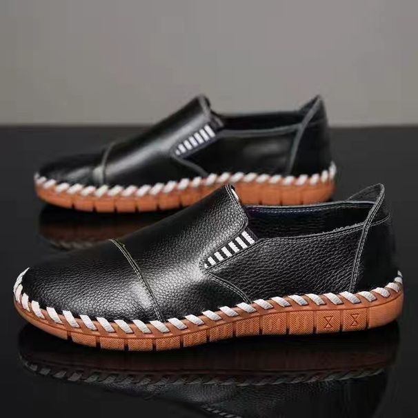 Real Fashionable And Versatile Top Layer Cowhide Casual Men's Shoes Rubber Outsole Handmade Glory_voghion.com