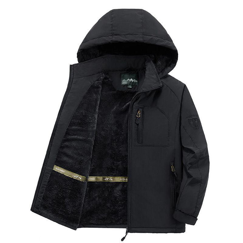 ​​Allwetter-Parkajacke für Herren – Winddichter, fleecegefütterter Kapuzenmantel mit wasserabweisender Außenschicht (Erweiterte Größen M–5XL)​​_voghion.com