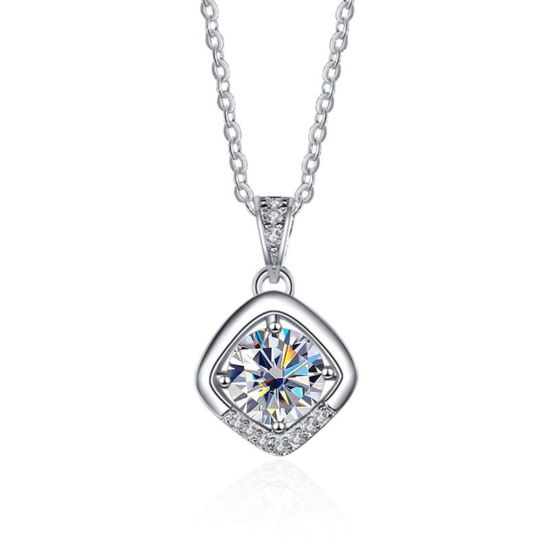 Tancise Neuheiten Sterling Silber Runde 1,0 CT Moissanite Halskette Einzigartige Weihnachten Neujahr Schmuck Geschenke Für Frauen_voghion.com