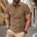 2025 Summer New Simple Solid Color Men's Button Jacquard Casual Short Sleeved Polo Shirt_voghion.com
