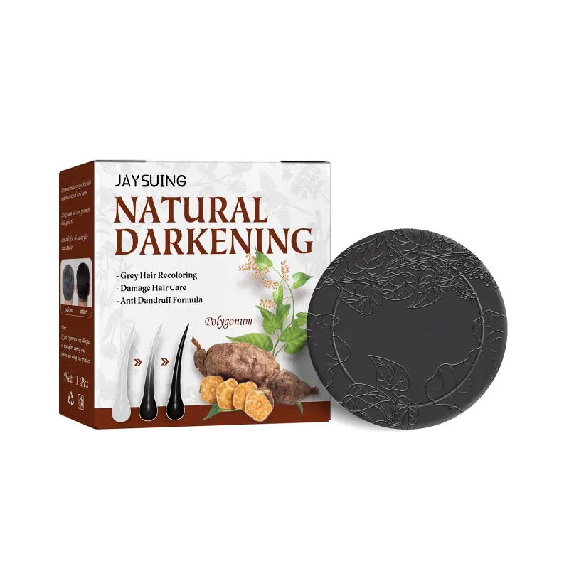 Sapone per capelli dal bianco al nero Polygonum, tintura scura naturale biologica, trattamenti antiforfora, shampoo solido anti-capelli grigi_voghion.com