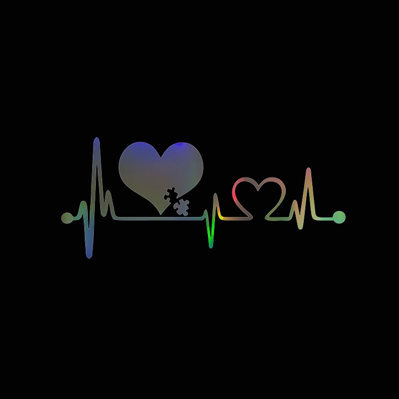 Heartbeat Love Electrogram Reflective Creative Car Window Personalized Laser Decorative Stickers_voghion.com