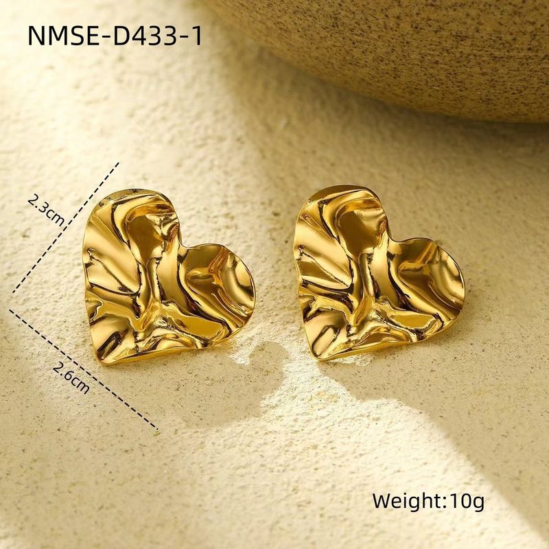 1 Pair Simple Style Heart Shape 304 Stainless Steel Ear Studs_voghion.com