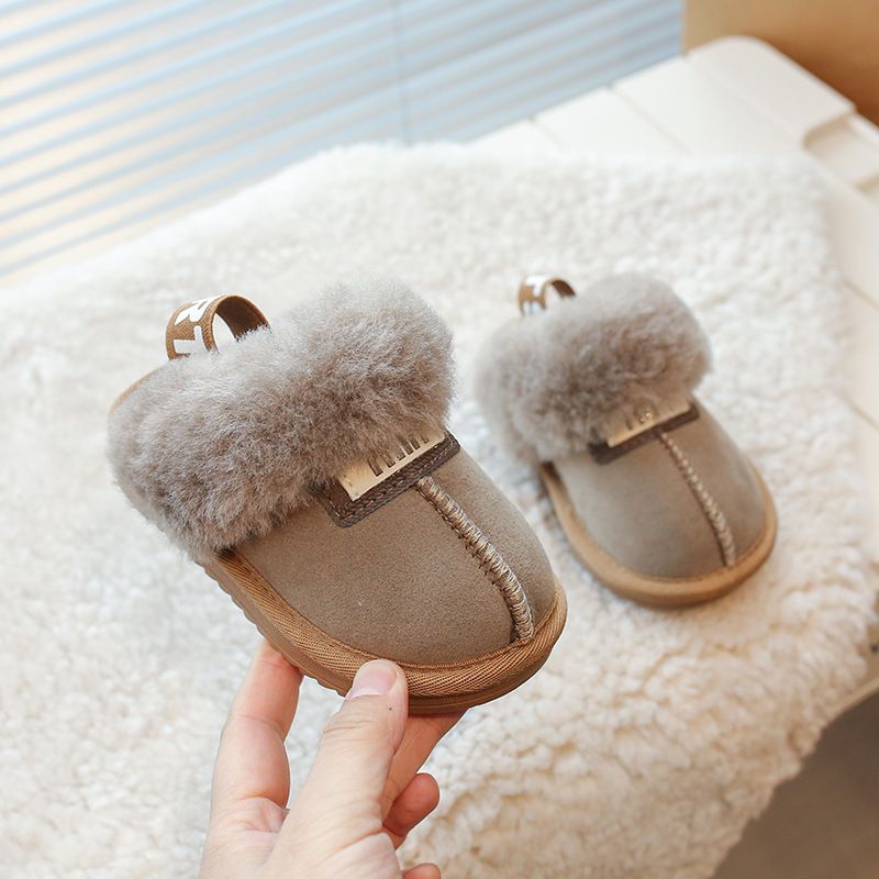 Children's boots in winter, one foot on big baby short boots, girl snow wool half mop, home cotton mop_voghion.com