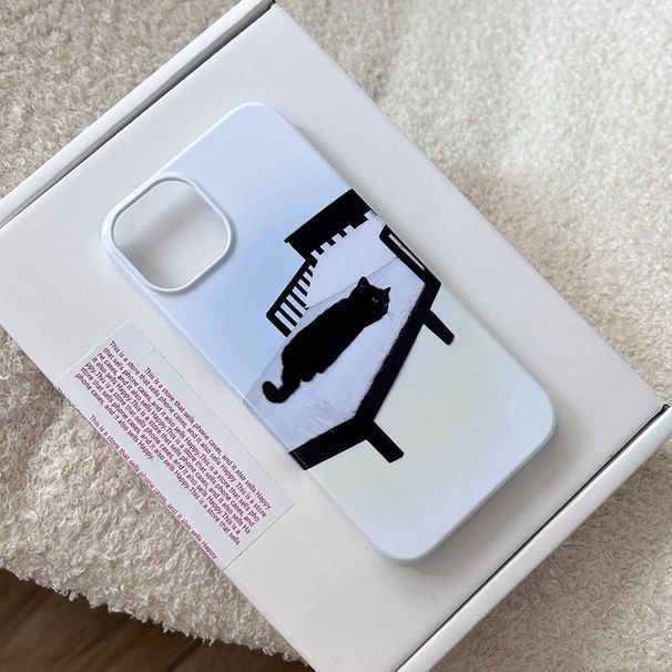 Svart katt och säng 16" telefonskal till iPhone 15/14" film 13" nisch 12" Cromax hårt 11" nytt XS8"_voghion.com