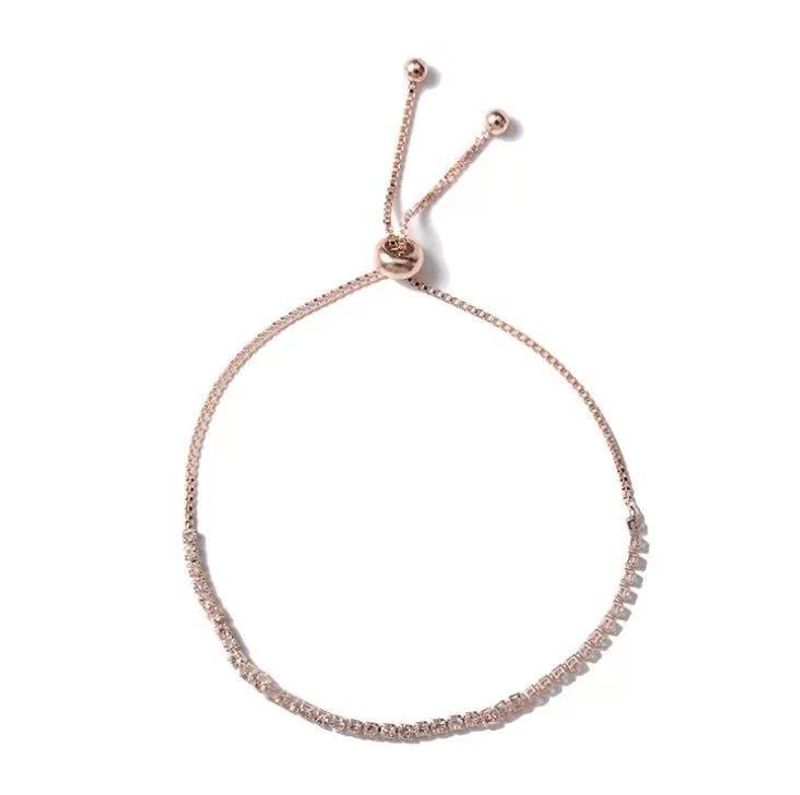 Catena a griffe con diamanti ad acqua semplice ed estensibile con bracciale regolabile per gioielli da donna_voghion.com