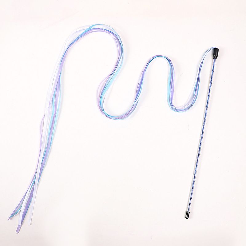Teaser Wand Extended 1.4m Cat Interactive High-Quality Satin Ribbon Pet Toy_voghion.com