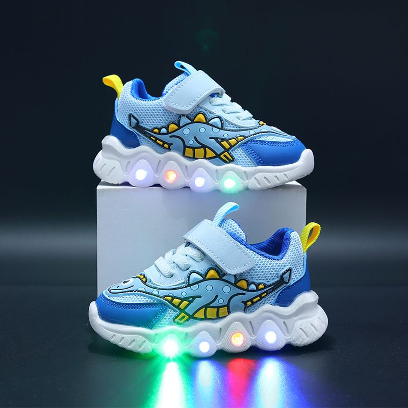Våren Cartoon Dinosaur Sneakers För Pojkar Flickor Mesh Andas Skor För Små Barn Baby Lätt Skor_voghion.com
