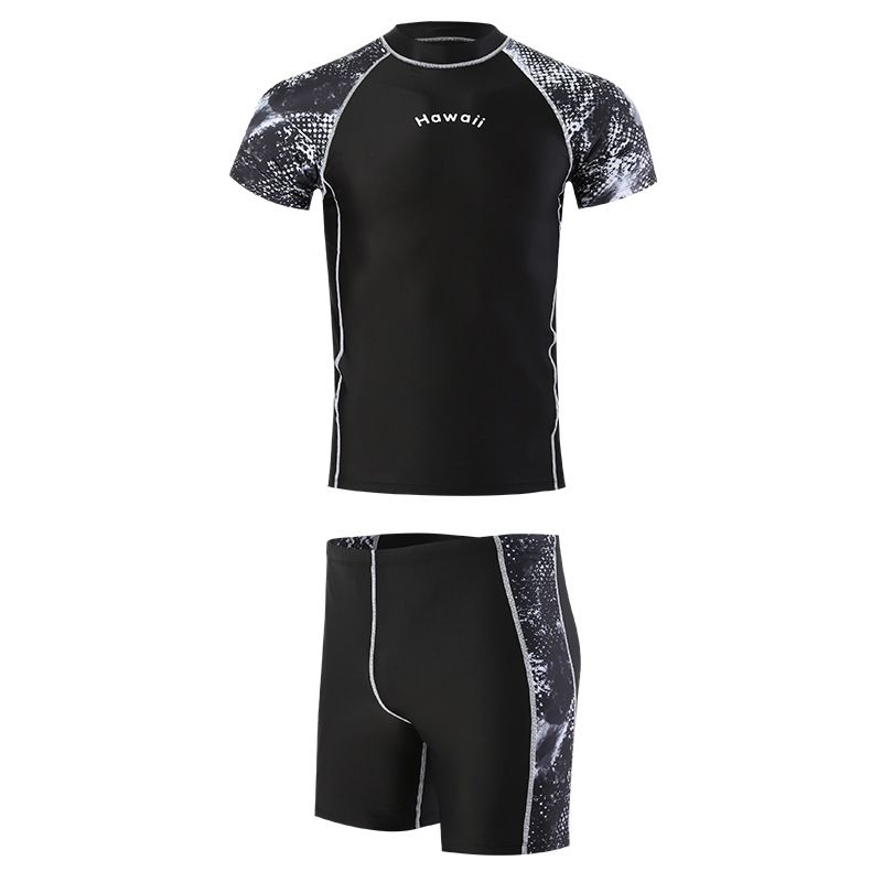 Conjunto de duas peças dividido para adulto, proteção solar de manga curta, traje de surf e mergulho, maiô masculino quente de primavera quente_voghion.com