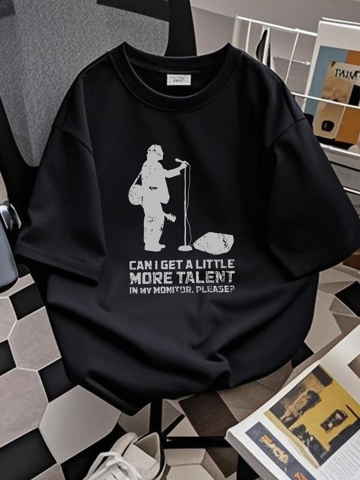 Maglietta "Più talento in Monitor Please" da uomo, abbigliamento firmato, leggermente elegante, unisex, traspirante, estiva, comoda, morbida ed elasticizzata._voghion.com