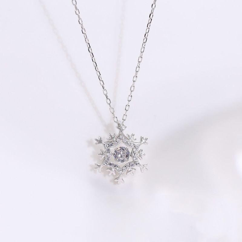 Wanying Jewelry, Dynamische Schneekette, S Pure Silver Korean Edition Dance Anhänger, Temperament Schlagendes Herz Mode_voghion.com