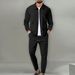 Men's Clothing Sports Casual Lapel Long Sleeved Waffle Jacket Suit_voghion.com