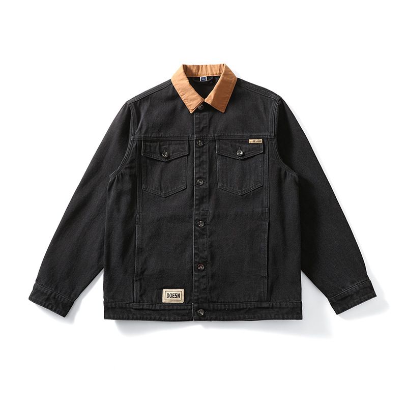 Primavera Nuovo Grande Formato Uomo Abbigliamento Non Sbiadisce Primaverile Colore Giacca Di Jeans Giacca Uomo Colore Abbinato Risvolto Originale Giacca Di Mucca_voghion.com